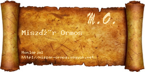 Miszár Ormos névjegykártya